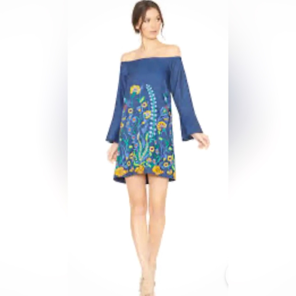Alice + Olivia Kyra Chambray Embroidered Tunic Dress Size XS